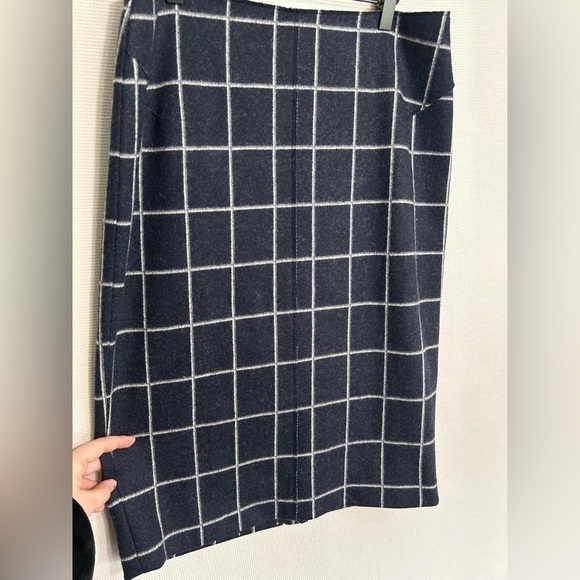 Jigsaw wool blend plaid navy midi skirt - Picture 3 of 6